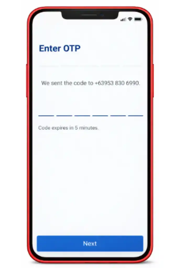 Enter OTP in GlobeOne