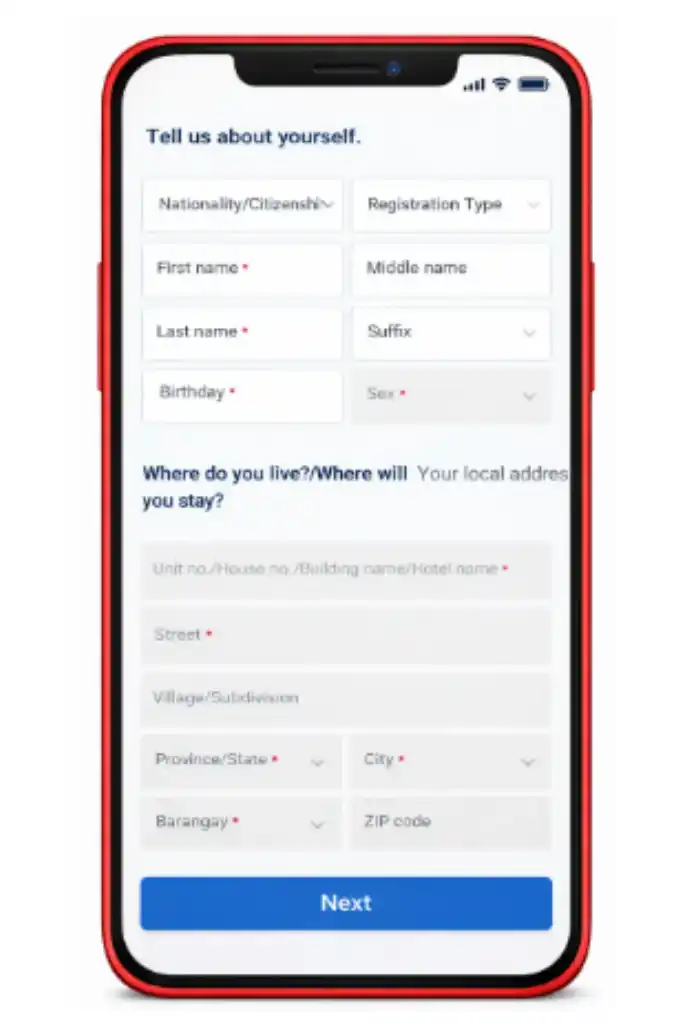 Fill Personal Details in App