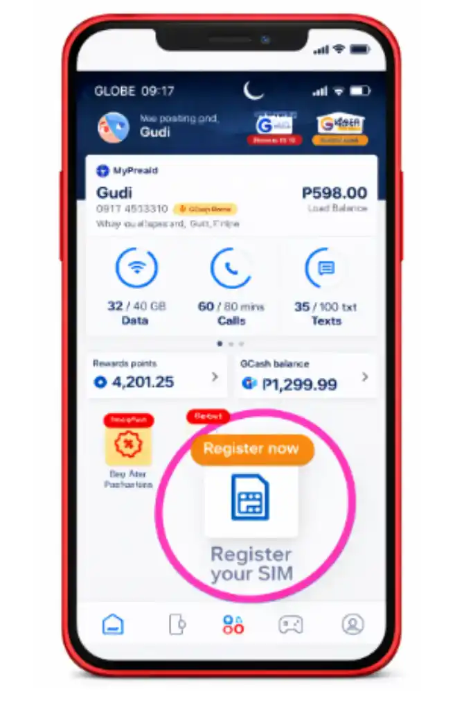 Tap Register SIM