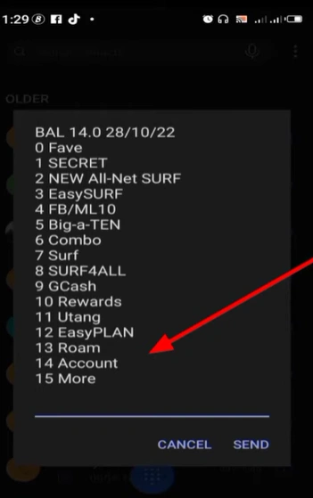 Pasaload TM 2 TM Pasaload step 2 select My Account from USSD menu