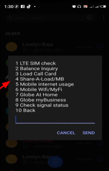 Pasaload TM 3 TM Pasaload step 3 tap Share a Load or Pasaload option